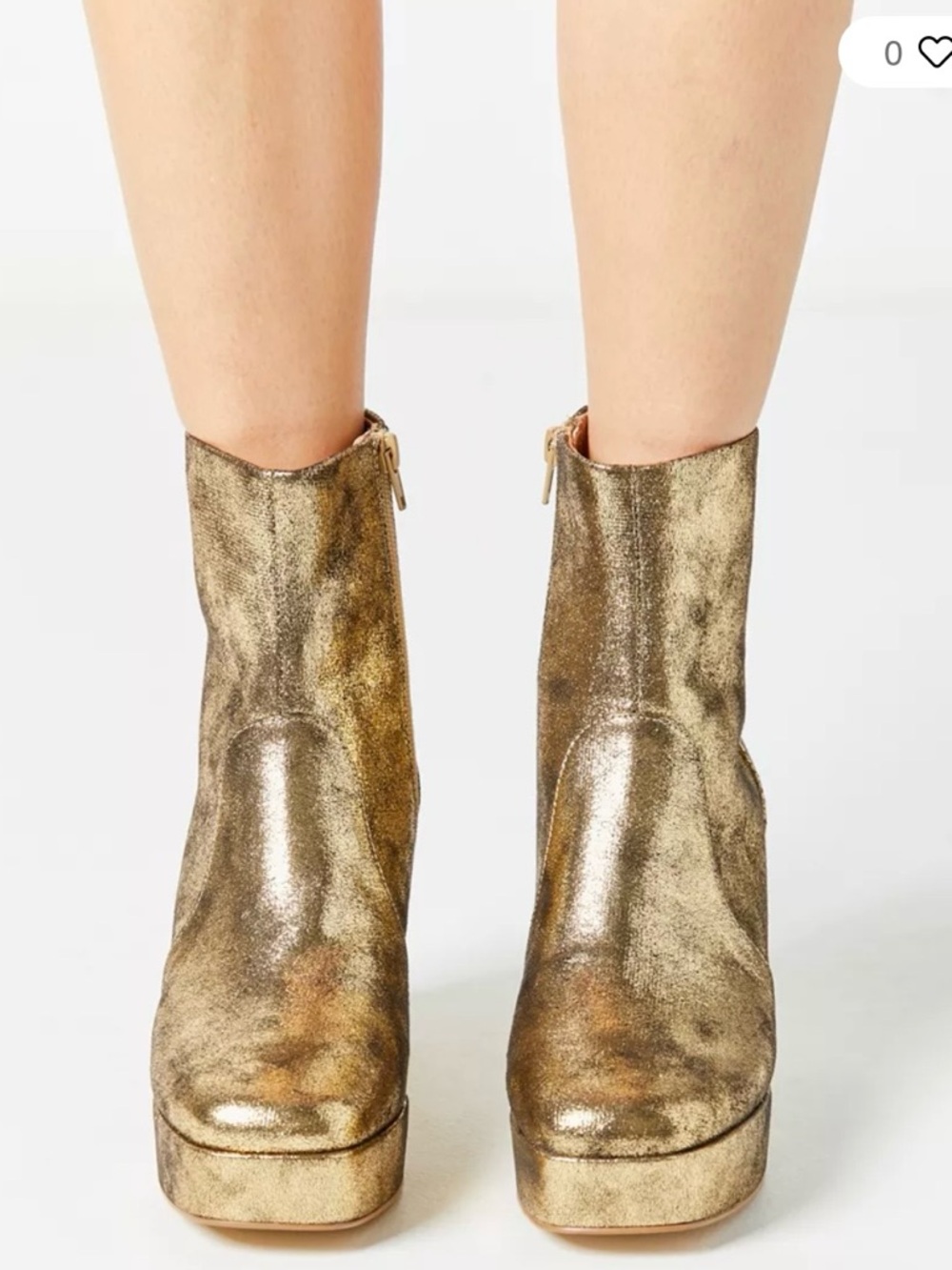 Urban Outfitters Metallic Gold Platform Ankle Boots Size 8 pre-owned